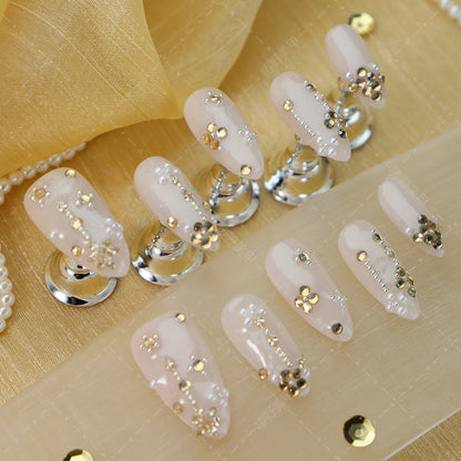 New Autumn and Winter Wear a National Style Retro Pile Beads Diamond Ice Transparent Nude High-Grade Atmosphere Pure Desire Sweet Bride Manicure