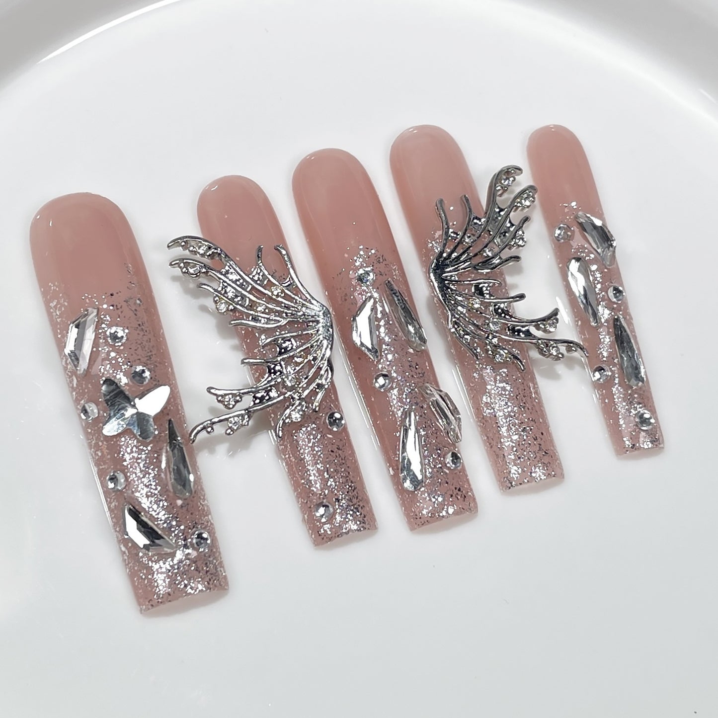 Sweet Cool Hot Girl Hand-Wear Nail Flash Heavy Industry European and American Super Long Water Pipe Nail Stickers Wearable Nail Sticker