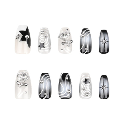 Wear a Nail Piece Wholesale New y2k Cool Planet Rhinestone Flash Manicure Fake Nails XINGX Blooming Nail Sticker