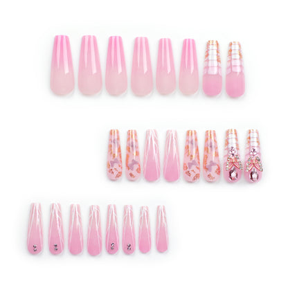 Pink Super Long Nail Art Fake Nails Ballet Nail Shaped