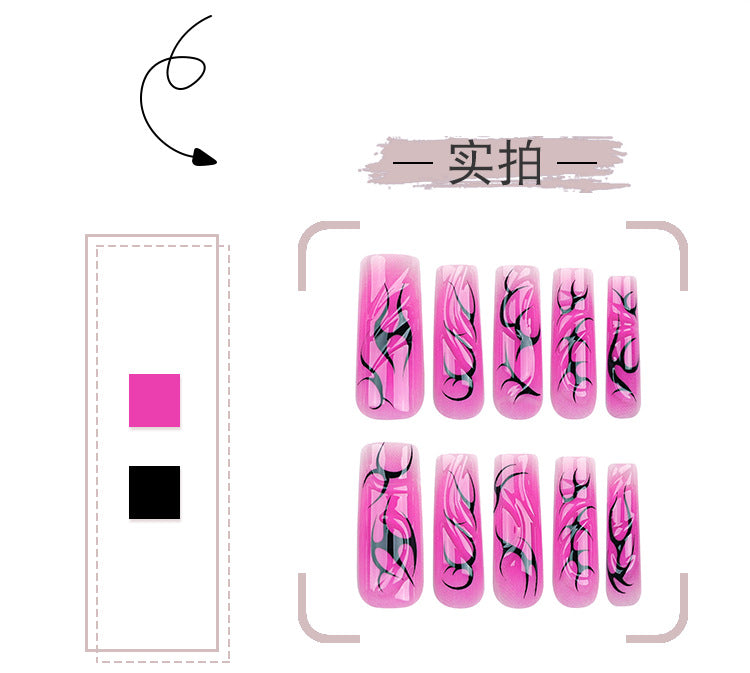 Exclusive for Cross-Border Wear a Hot Girl3D Three-Dimensional Blooming Manicure Best Seller in Europe and America Rectangular Nail Wearable Nail Tip Wholesale