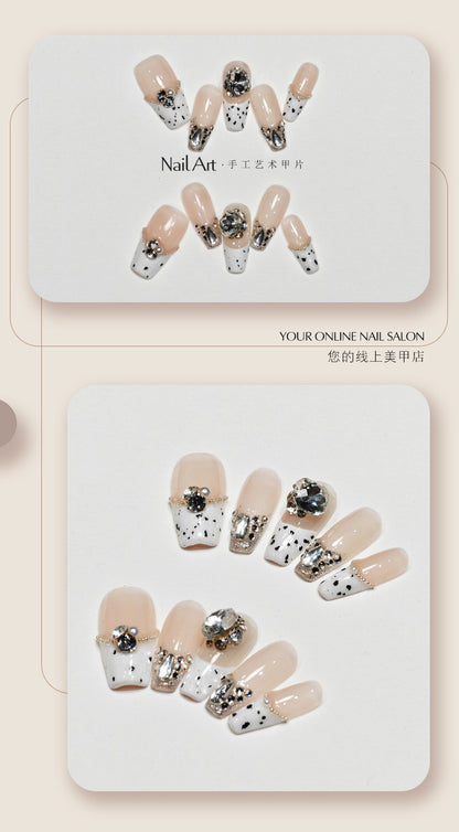 Handmade Wear Armor Autumn High-Grade French Style Cows Pattern Nail Stickers Handmade High-Quality Boutique Fake Nail Tip