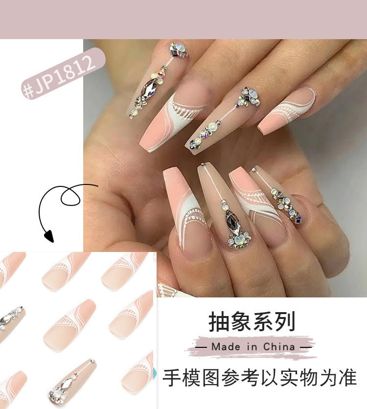 Nail Tips Rhinestone Long Ballet Wear Nail Finished Product Wholesale Long Nail Wear Nail Wholesale Nail Piece nails