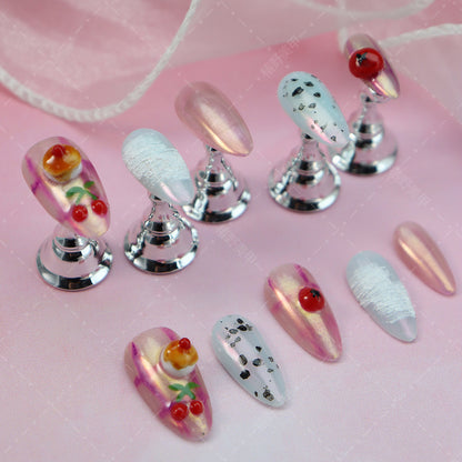 Manufacturer Nail Stickers European and American Style Hand-Painted Limited Three-Dimensional Cherry Cake Afternoon Encounter Atmosphere Wear Armor