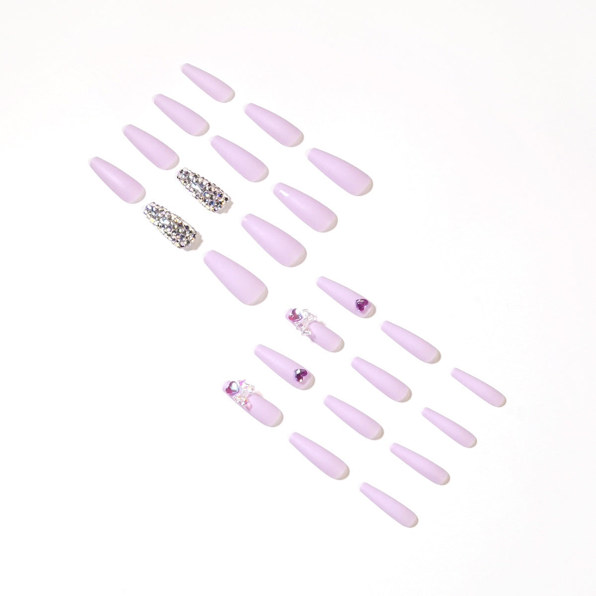 Wisteria Purple Nail Patch Full Diamond Wearing Nail Bow Nail Stickers Sweet Style Nail Tip Cross-Border Nail Tip Wholesale