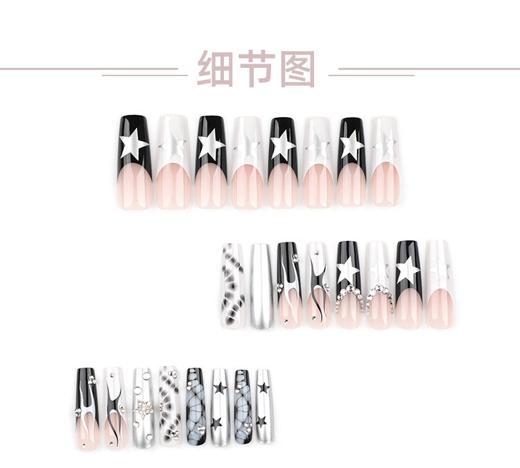 Cross-Border Hot French Wear Armor Rectangular Armor European and American Crocodile Pattern Nail Tips XINGX Flame Fake Nails Wholesale