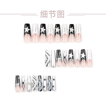 Cross-Border Hot French Wear Armor Rectangular Armor European and American Crocodile Pattern Nail Tips XINGX Flame Fake Nails Wholesale