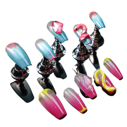 Supply Wear Armor Blue Pink Gradient Coloring Ice-Transparent Double Snake Surround Colorful Crystals European and American Sweet Cool Hot Girl Nail Stickers