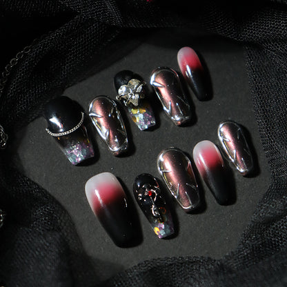 New Nail Beauty Patch Wear Armor Advanced European and American Y2K Hot Girl Dark Punk Metallic Cross Heart Cross