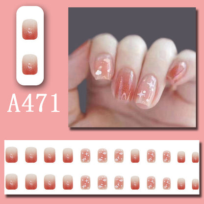 Wear Nail Beauty Nail Piece Sweet Fairy Nail Shaped Piece Cute Girl Pure Desire Blush Nail Ice Transparent New Fake Nails