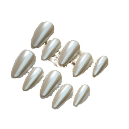 European and American Simple Porcelain White Wear Armor Thin and Glittering Solid Color Almond a White Handmade Nail Stickers