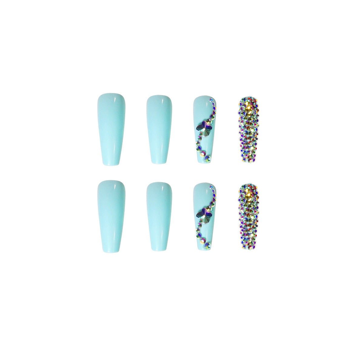 Wearing Nail Full Diamond Series Manicure Tiffany Blue Nail Patch nails Exclusive for Cross-Border Wear Armor Wholesale