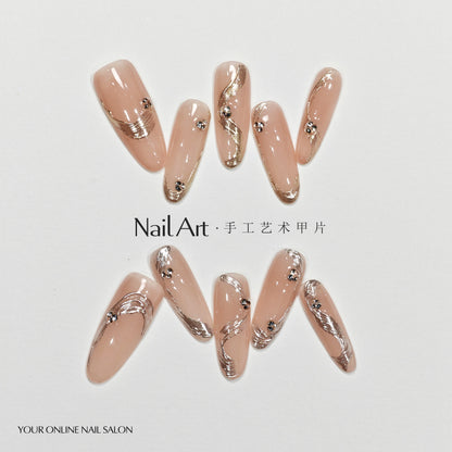 Handmade Wear Nail Advanced Texture Gentle White Nail Stickers Mid-Length Almond Nail Fake Nail Tip Wholesale