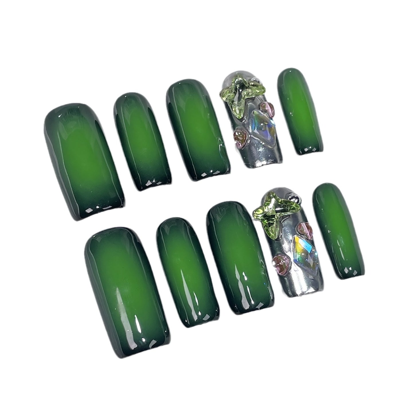 Sweet Cool Blush Nail European and American Medium Rectangular Nail Stickers ins Wind Hand-Worn Armor Wearable Nail Sticker