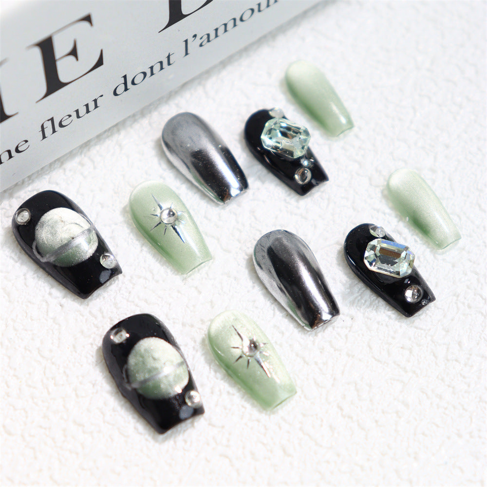 Creative Future Cat Eye Planet European and American Handmade Nail Beauty UV Metal Diamond Wear Nail Student Nail Rock