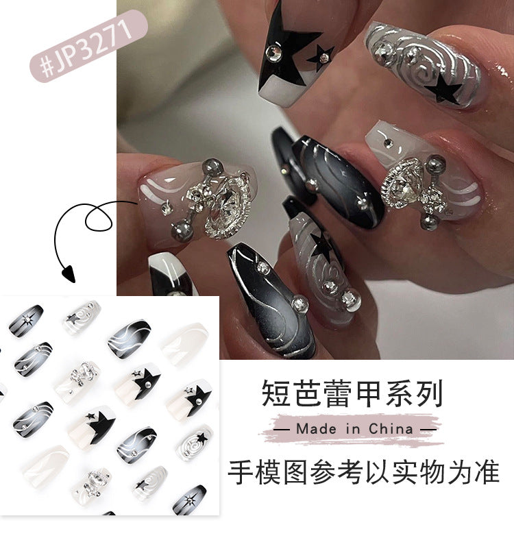 Wear a Nail Piece Wholesale New y2k Cool Planet Rhinestone Flash Manicure Fake Nails XINGX Blooming Nail Sticker