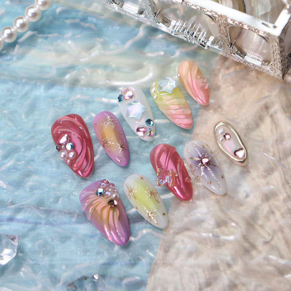 New Nail Beauty Patch Wear Armor Summer Handmade Hot Three-Dimensional Color Marine Detachable UV Nail