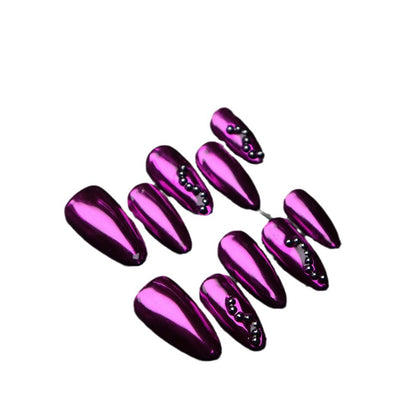 Medusa European and American Metal Purple Hand-Worn Nail Almond-Shaped Exclusive for Cross-Border Nail Art Fake Nail Tip in Stock Hot Sale