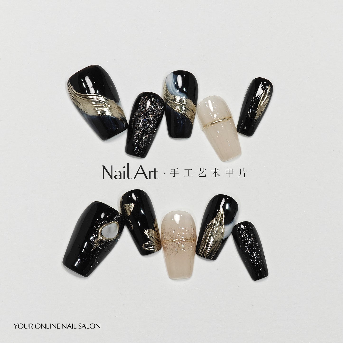 Handmade Wear Armor Advanced Texture Heavy Industry Short Magic Mirror Nail Stickers Hot Girl Handmade Fake Nail Tip Wholesale