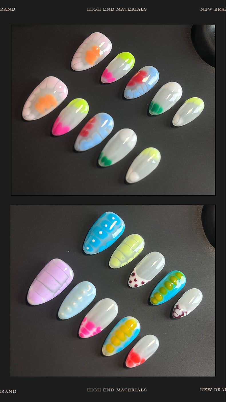 Hot Selling European and American Short Dopamine Almond Nail Pure Hand Wear Nail Nail Piece