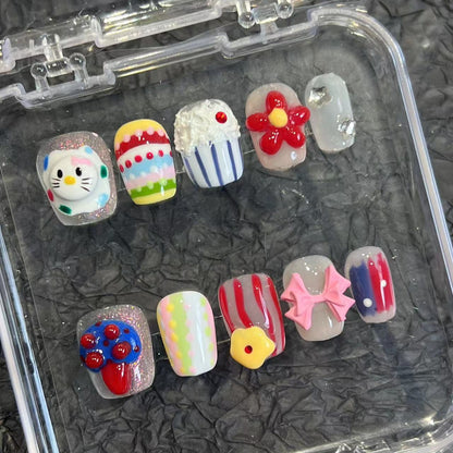 Plastic Style Hand-Painted Handmade Wear Nail Tip Nail Stickers High Sense Summer New Overseas Cross-Border