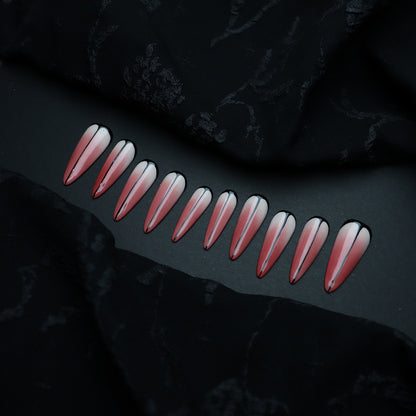 New Japanese Style Wear Nail Tip High-Grade Dark Red White Halloween Gradient Coloring White Phototherapy Fake Nail Tip