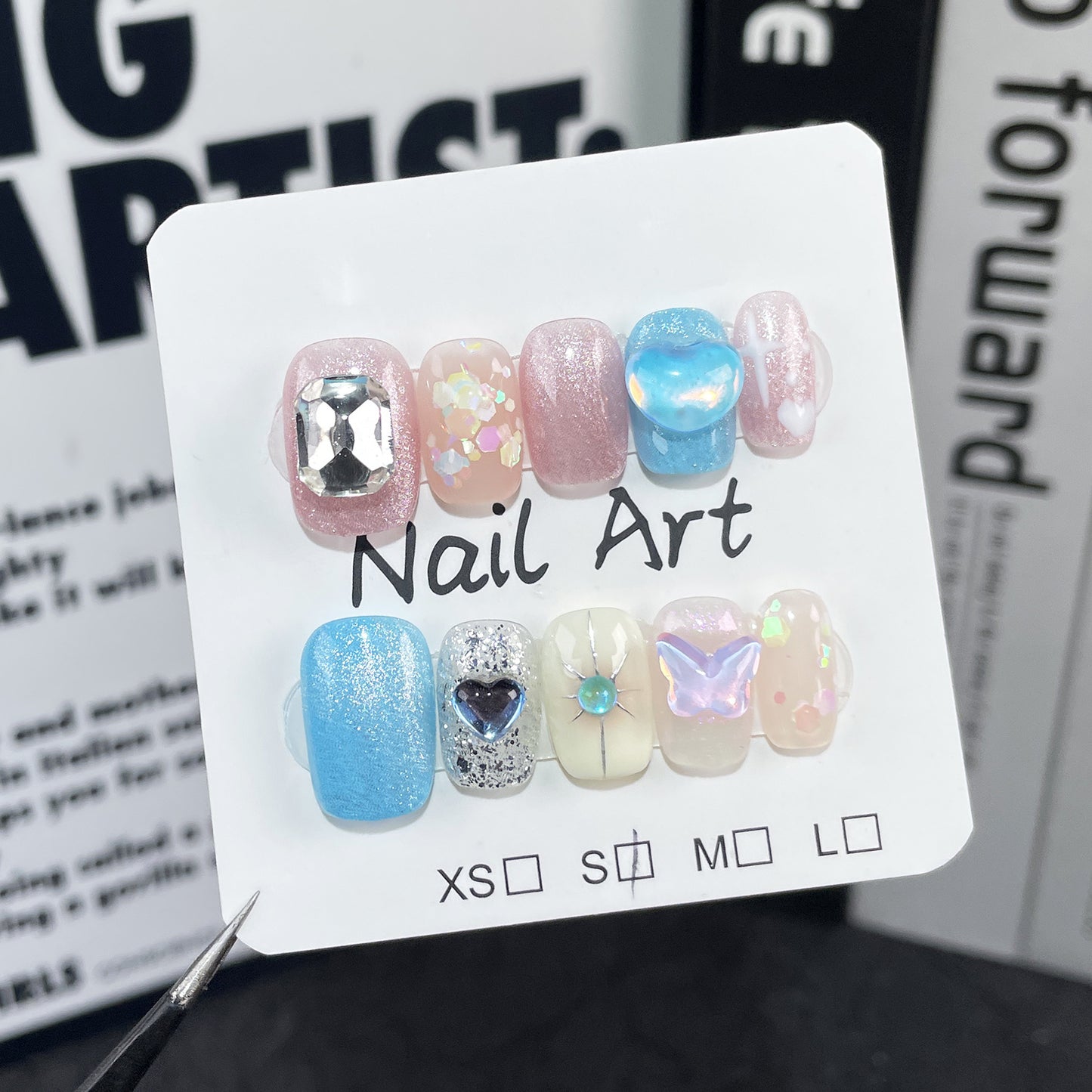 Colorful Summer Candy Cute White Simple Short Nail Stickers Cat Eye Flash Pure Handmade Wear Nail Wholesale