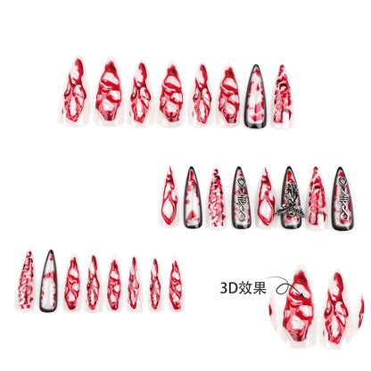 Halloween Super Long Tip Nail Best Seller in Europe and America Angel Wear Nail3D Blooming Fake Nails press on nails