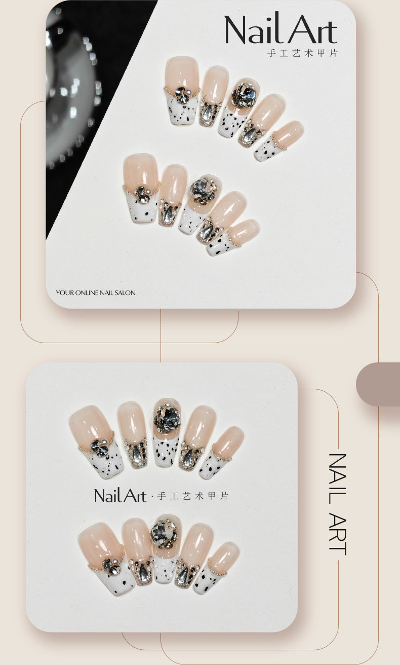 Handmade Wear Armor Autumn High-Grade French Style Cows Pattern Nail Stickers Handmade High-Quality Boutique Fake Nail Tip