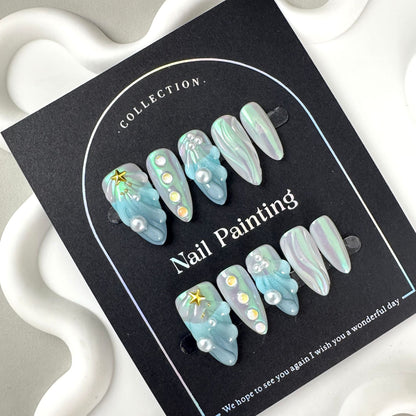 HAILANG Shell Nail Stickers Wear Nail Tip High-Grade Summer Europe and America Cross Border Straight Hair Handmade Pure Summer