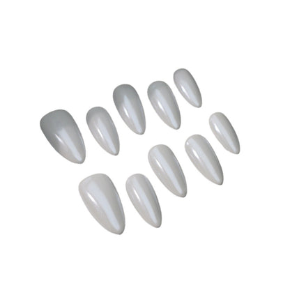 Solid Color European and American Style Metal White Wear Armor Almond-Shaped Fashion All-Matching Nail Stickers ins Wind