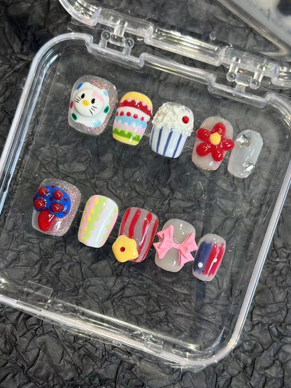 Plastic Style Hand-Painted Handmade Wear Nail Tip Nail Stickers High Sense Summer New Overseas Cross-Border