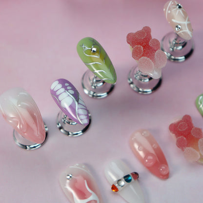 Factory Hand-Worn Armor y2k Europe and America ins Hot Girl Cool Almond Three-Dimensional Strawberry Bear Nail Wear Nail