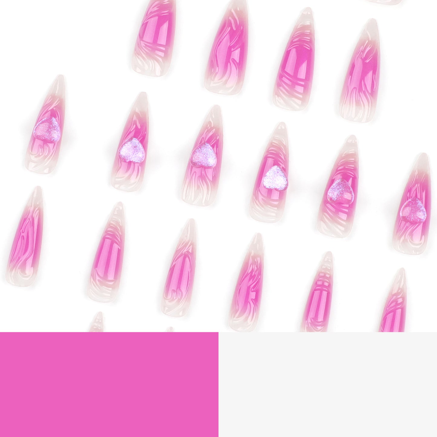 Pink3D Love Heart Internet Celebrity Best-Selling Nail Beauty Wear Nail Best Seller in Europe and America Super Long Tip Fake Nails Blooming Nail Tip Wholesale