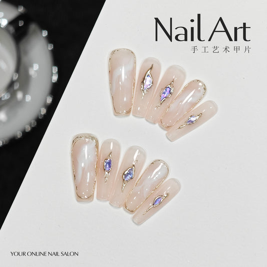 Handmade Wear Armor High-Grade White Autumn Short Handmade Nail Stickers Boutique Fake Nail Tip Stall Wholesale