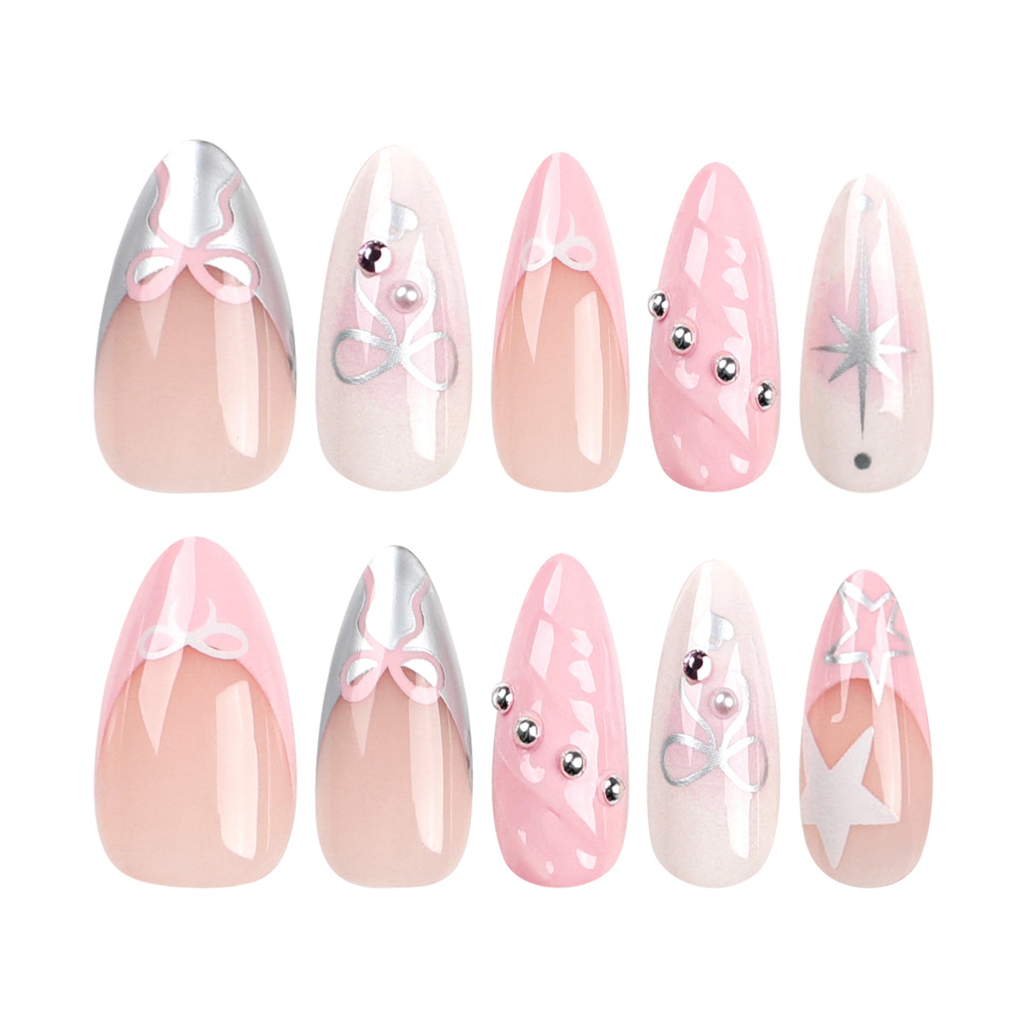 European, American and French Style Wear Nail Tip3D Pink Fake Nails Nail Stickers Removable Finished Product24Piece Nail Tip Wholesale