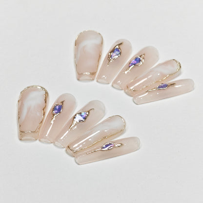 Handmade Wear Armor High-Grade White Autumn Short Handmade Nail Stickers Boutique Fake Nail Tip Stall Wholesale