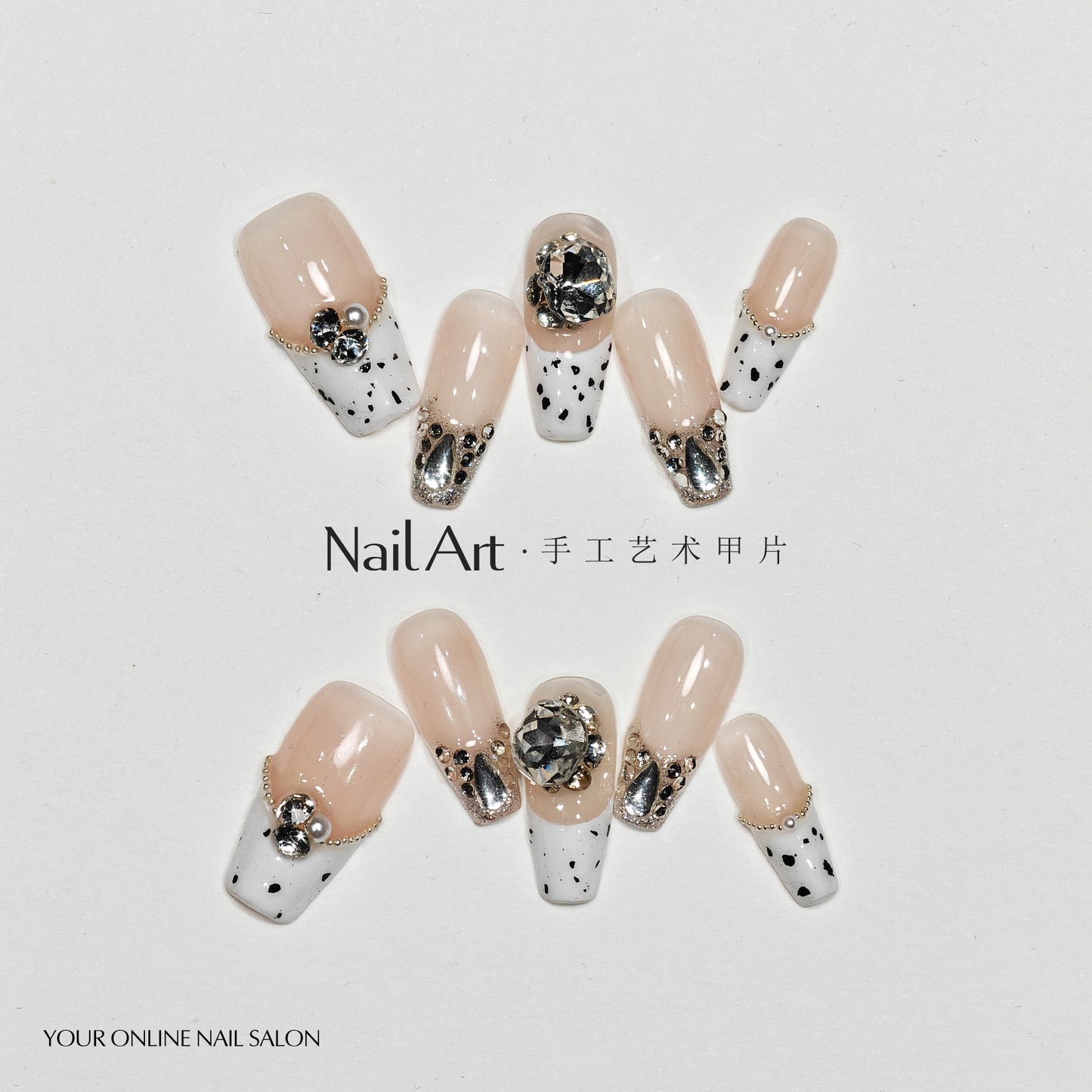 Handmade Wear Armor Autumn High-Grade French Style Cows Pattern Nail Stickers Handmade High-Quality Boutique Fake Nail Tip