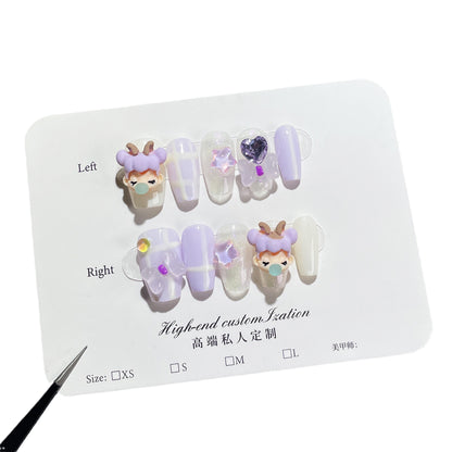 Cute Sweet Wearing Nail Spit Bubble Little Girl Nail Stickers Wearable Nail Sticker Handmade Wearing Nail Wholesale