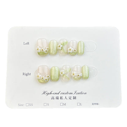 Hand-Worn Armor Short Spring and Summer Comely Five Petal Flower Nail Stickers Reusable Fake Nails