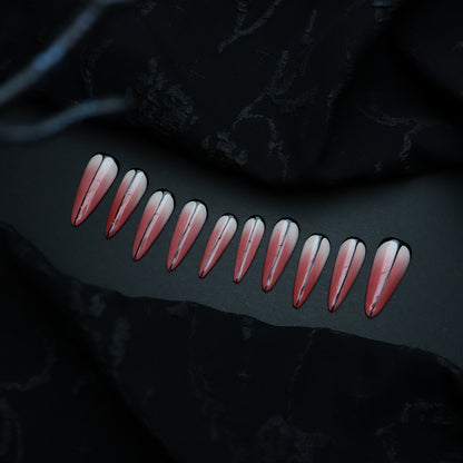 New Japanese Style Wear Nail Tip High-Grade Dark Red White Halloween Gradient Coloring White Phototherapy Fake Nail Tip