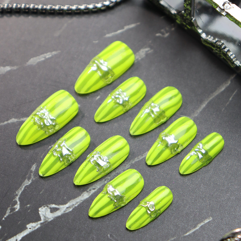 New Nail Beauty Patch Wear Armor Summer ins Wind Niche Advanced Personalized European and American Style Fluorescent Green One Piece Dropshipping