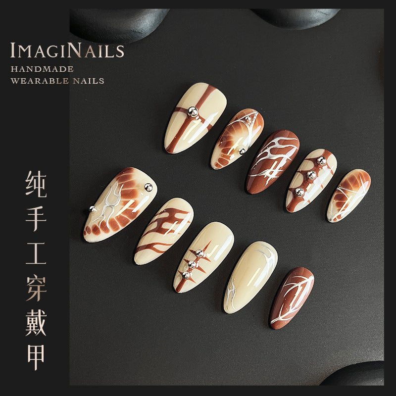 Maillard Wear Armor Handmade Hand-Painted New High Quality Almond Nail Short Almond Medium Almond Pure Hand Wear