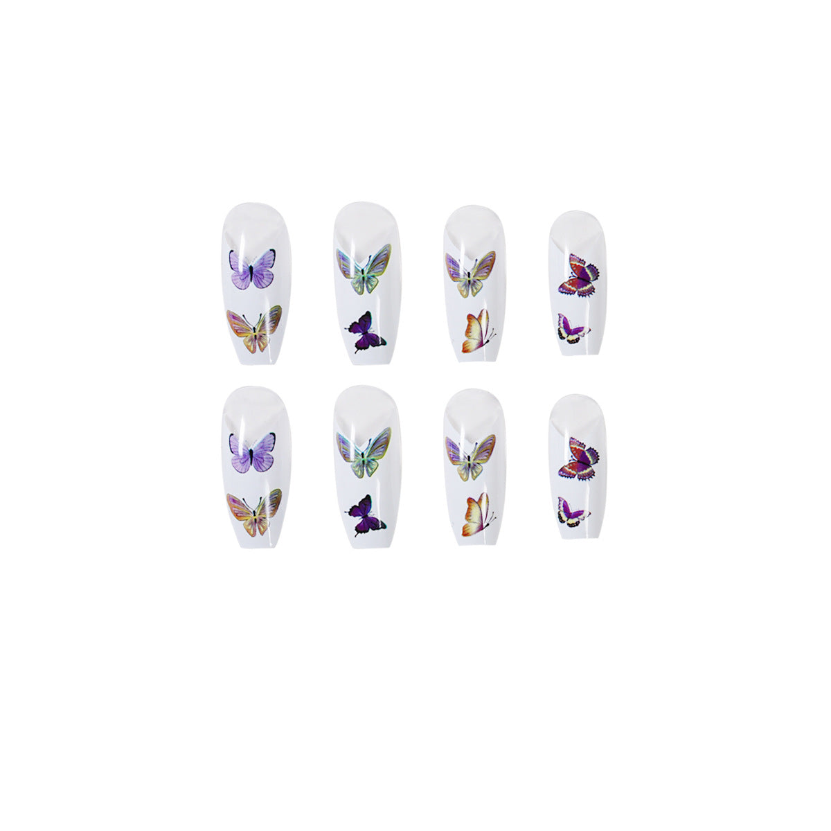 French Style Colorized Butterfly Fat Ballet Wear Armor Finished Product Fake Nails Nail Stickers Nail Patch Cross-Border Direct Supply