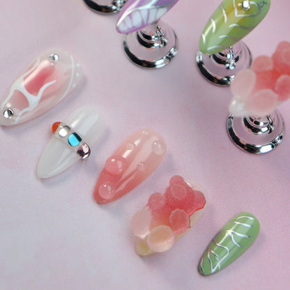 Factory Hand-Worn Armor y2k Europe and America ins Hot Girl Cool Almond Three-Dimensional Strawberry Bear Nail Wear Nail