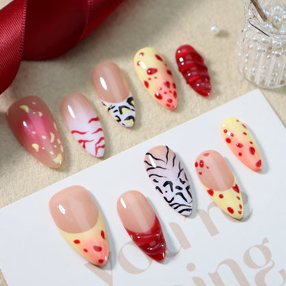 Hot Selling Wear Nail Manicure Leopard Print Sweet Cool Style Cute ins French Wear Removable Manicure Manufacturer One Generation