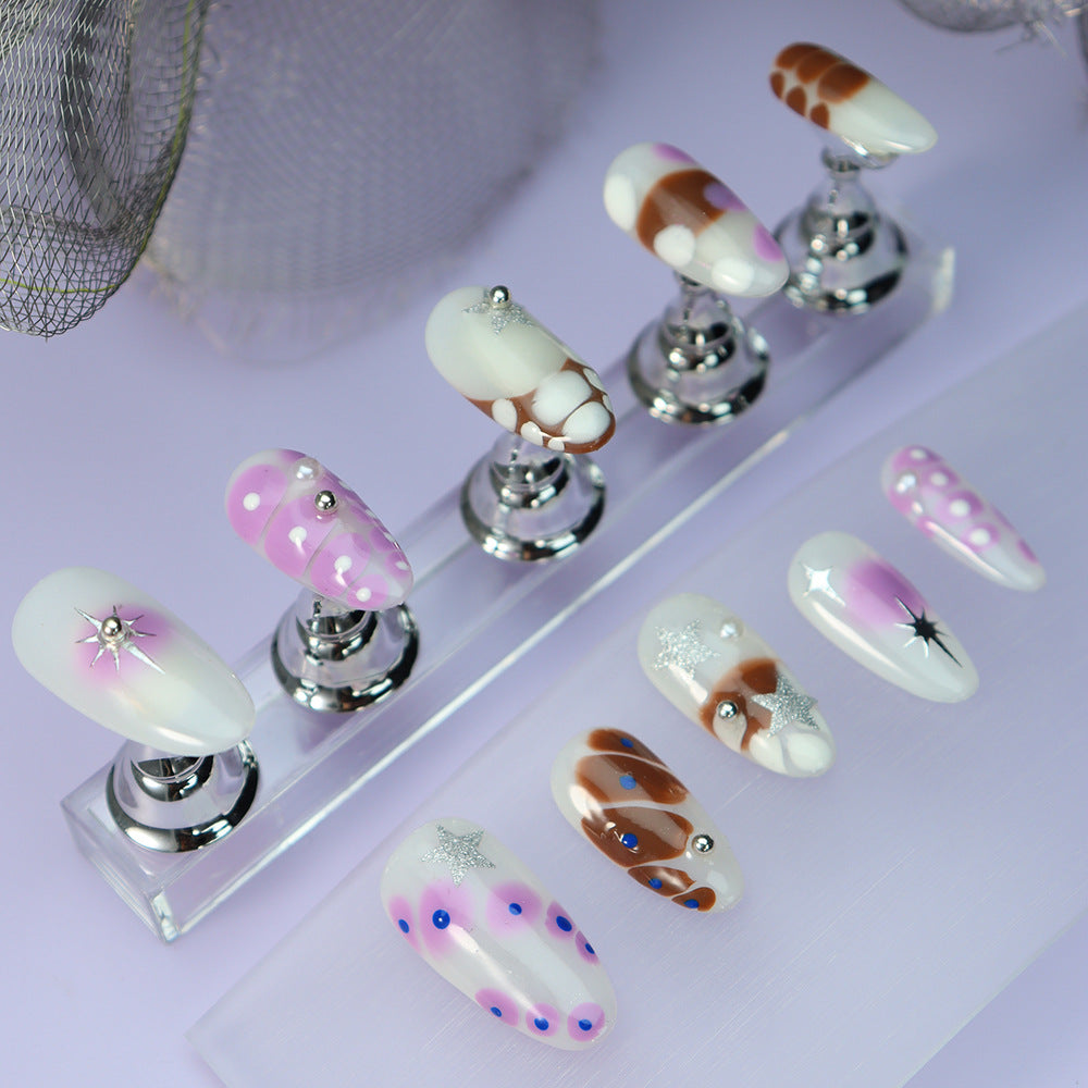 New Nail Beauty Wear Nail European and American Style Animal Pattern Asterism Medium Oval Nail Nail Stickers One Piece Dropshipping Factory Direct Sales