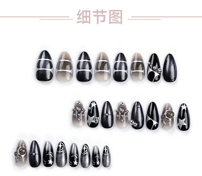 XINGX Pearl Almond Wear Armor Advanced Dark Hot Girl Fake Nails Removable Europe and America Cross Border Nail Tips