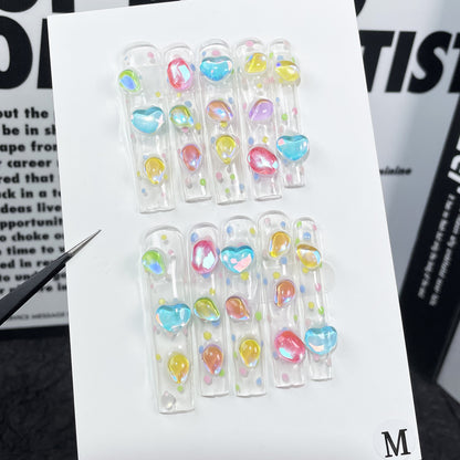 Macaron Ice Transparent Hand-Worn Nail Cross-Border European and American Super Long Water Pipe Nail Stickers Wearable Nail Sticker