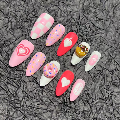 Handmade Pinch Donut Handmade Wear Nail Tip Nail Stickers Cross-Border European and American Nail Factory Direct Hair Autumn and Winter New